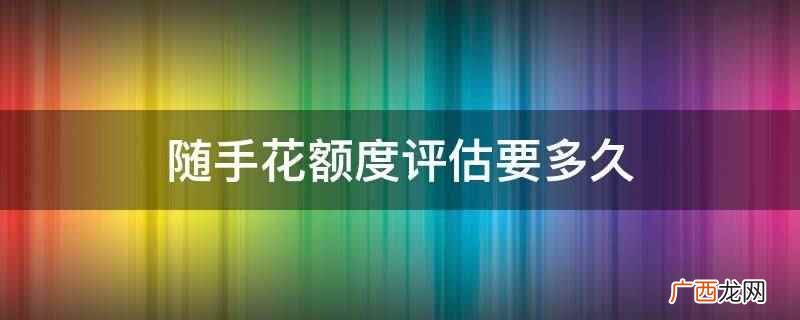 随手花额度评估要半个小时左右 随手花额度评估要多久