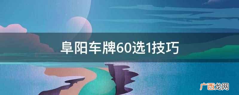 车牌60选有哪些注意事项 阜阳车牌60选1技巧