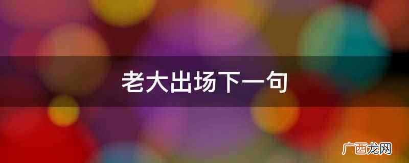 老大出场下一句是霸气无双