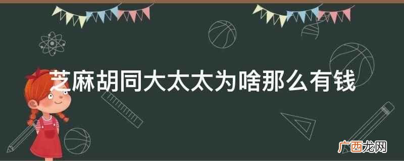 芝麻胡同大太太为啥那么有钱
