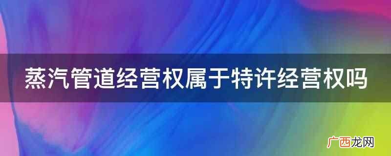 蒸汽管道经营权不属于特许经营 蒸汽管道经营权属于特许经营权吗