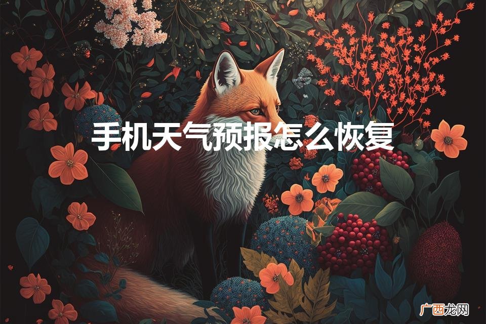 手机天气预报怎么恢复（原手机天气预报卸载怎样恢复)