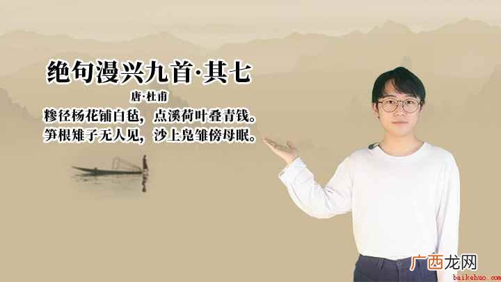 绝句漫兴九首其七:笋根雉子无人见,沙上凫雏傍母眠 杜甫《绝句漫兴九首·其七》讲解、赏析