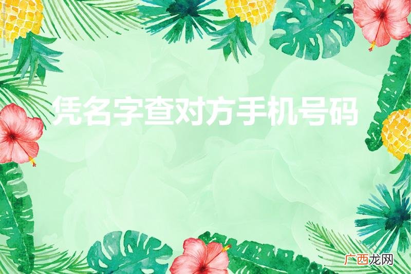 知道姓名怎么查手机号 凭名字查对方手机号码