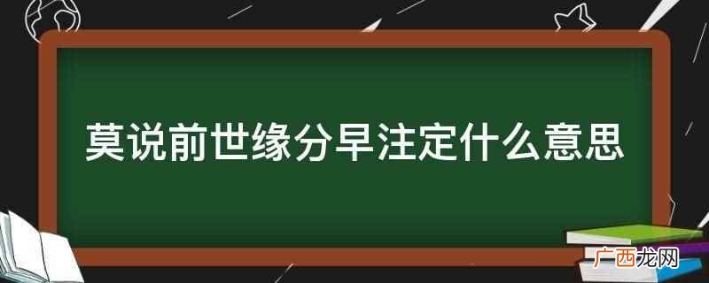 前世缘分早注定意思是不要说 莫说前世缘分早注定