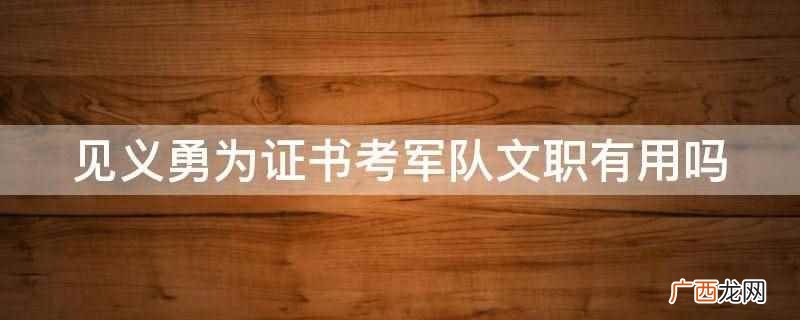 见义勇为证书考军队文职没有用 见义勇为证书考军队文职有用吗