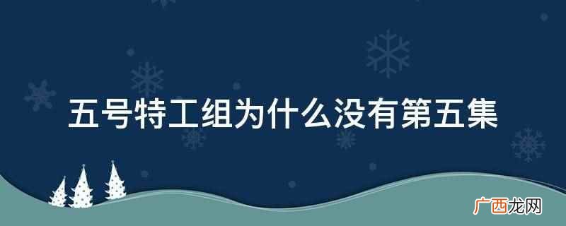五号特工组有第五集 五号特工组为什么没有第五集