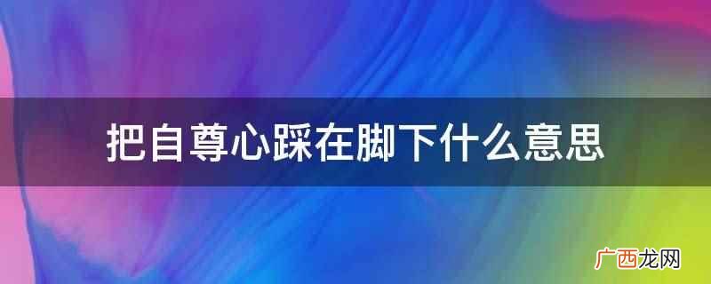 把心放在脚下的意思 当有一天把自尊心踩在脚下
