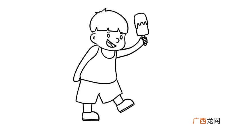 如何画男孩的脑袋线条 吃冰棍简笔画怎么画