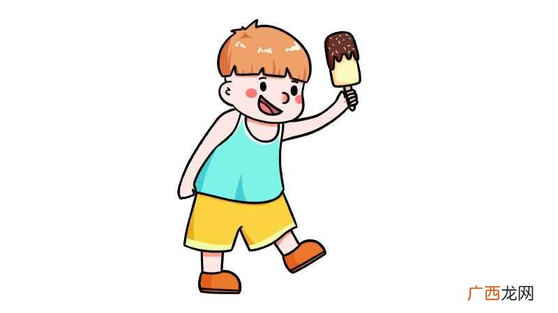 如何画男孩的脑袋线条 吃冰棍简笔画怎么画