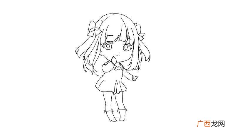 画出动漫少女的上半身。 动漫少女简笔画