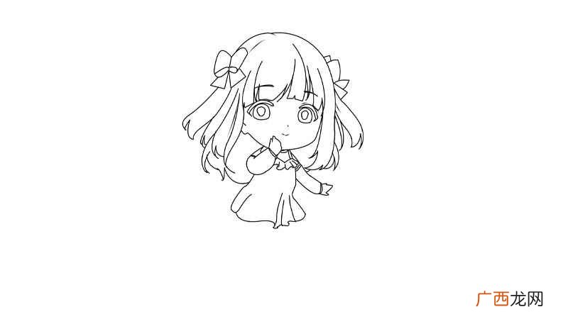画出动漫少女的上半身。 动漫少女简笔画