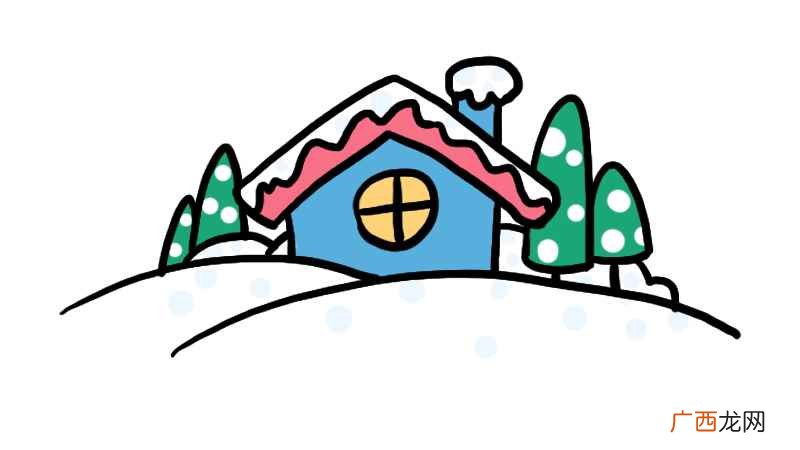 雪地和房子轮廓怎么做 冬天风景简笔画