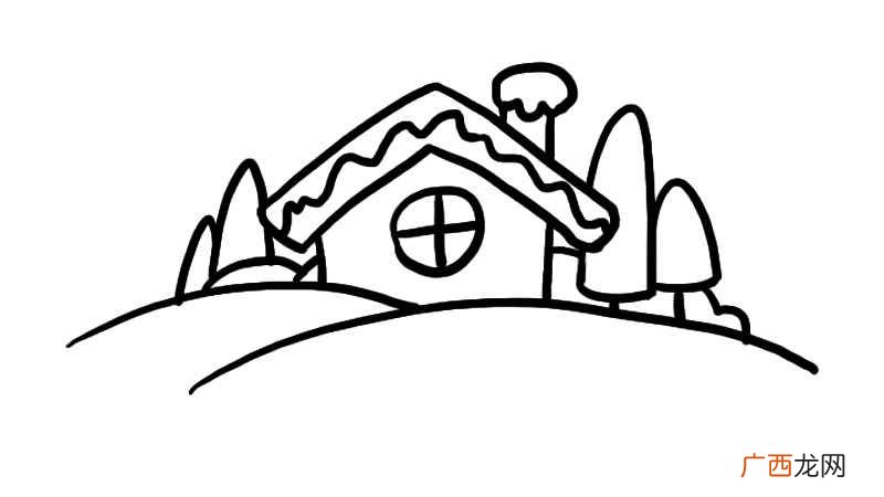 雪地和房子轮廓怎么做 冬天风景简笔画
