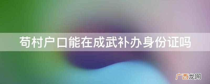 苟村户口能在成武补办身份证吗