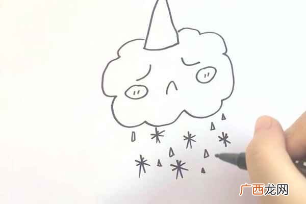 我们先画出一顶小帽子。 下雪简笔画