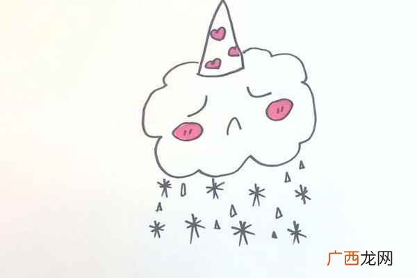 我们先画出一顶小帽子。 下雪简笔画
