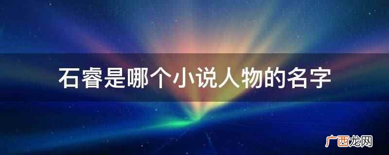 石睿是哪个小说人物的名字
