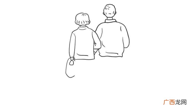 父母的头部和上身部分 父母背影简笔画