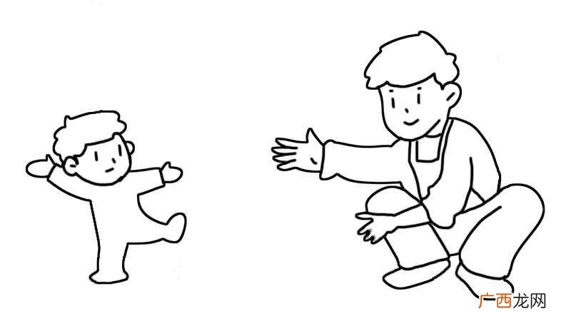 画父亲和孩子的脑袋线条 父亲节的简笔画画法