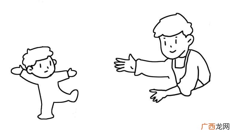 画父亲和孩子的脑袋线条 父亲节的简笔画画法