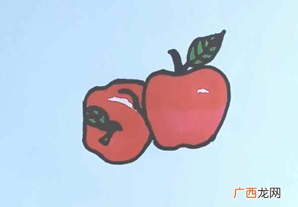 苹果绿色涂满叶子完成啦 苹果的简笔画