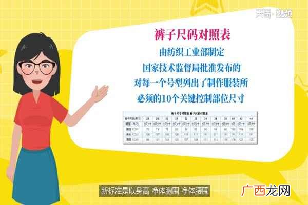 全国实施统一的服装号型国家标准 裤子尺码对照表