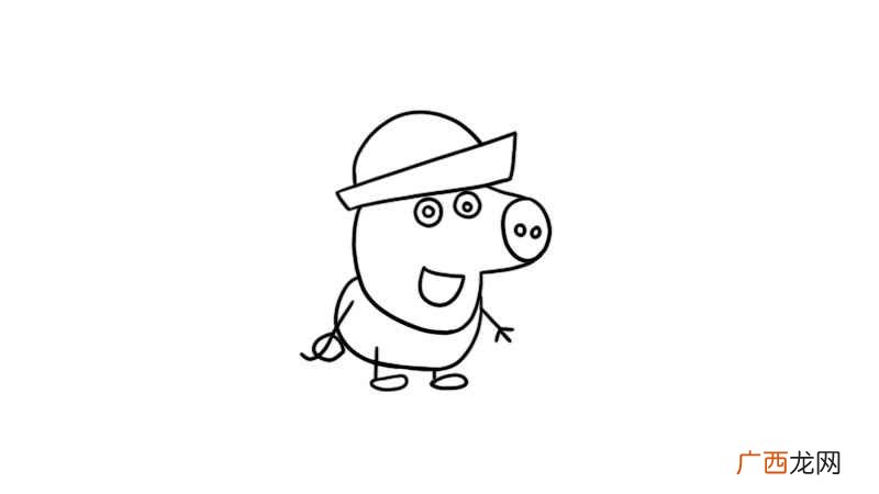 先画乔治的头部、眼睛、鼻子和嘴巴 小猪乔治简笔画