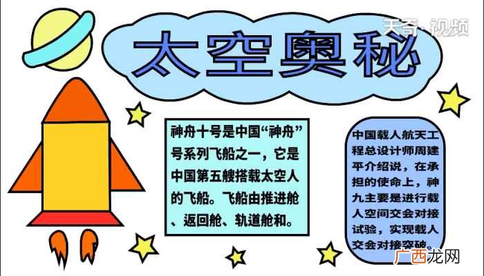 白云内写字框的制作方法 太空手抄报