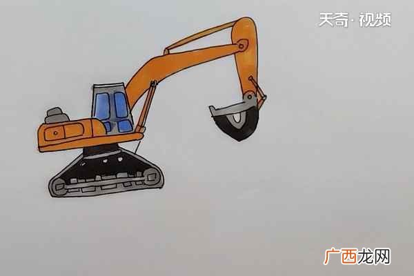 梯形和长方形组成的车身 挖掘机简笔画