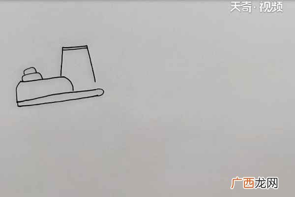 梯形和长方形组成的车身 挖掘机简笔画
