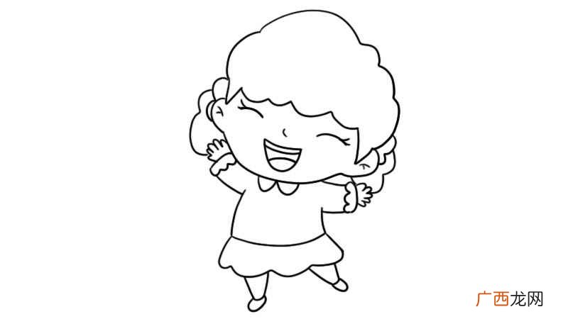 画小女孩的脑袋线条和棉花糖 欢笑的儿童简笔画怎么画