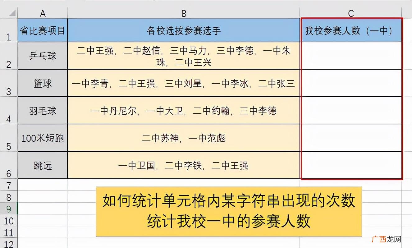 单元格文本中出现次数函数 excel统计某个词出现次数