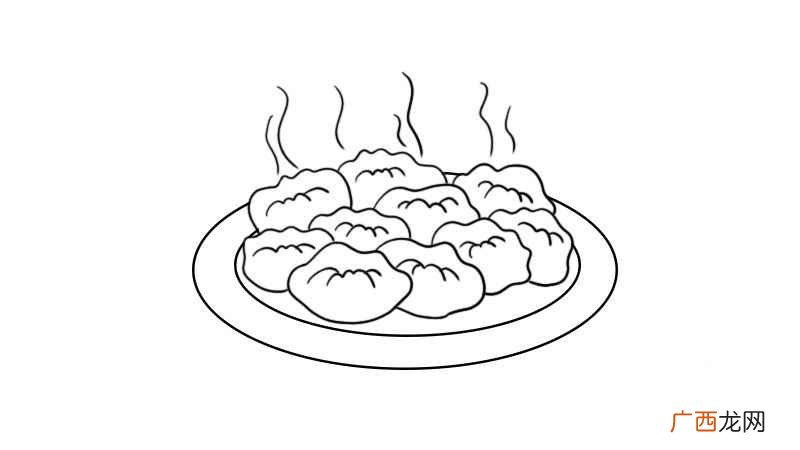 饺子画出满满的一盘饺子 春节美食简笔画