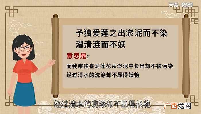 予独爱莲出淤泥而不染的意思 予独爱莲之濯清涟而不妖的意思