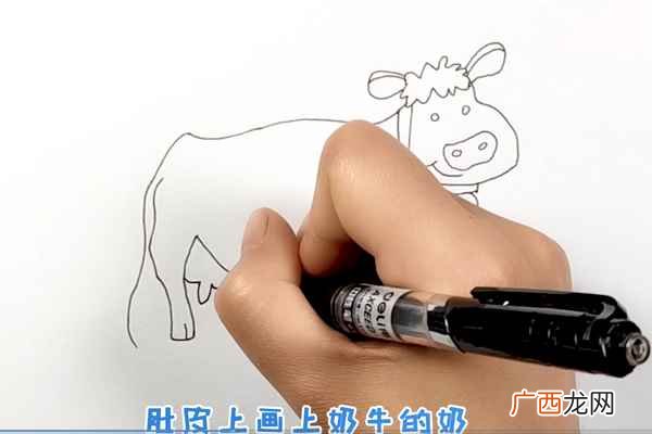 肚子上的奶涂上粉红色就可以了 牛简笔画