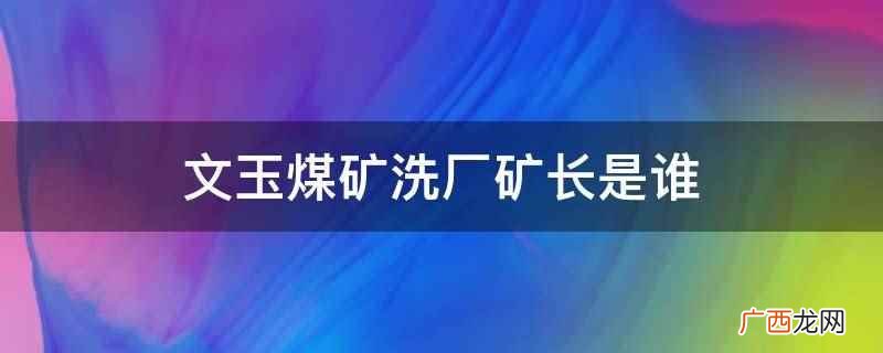 文玉煤矿洗厂矿长是沈庆彬 文玉煤矿洗厂矿长是谁