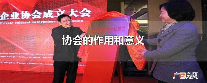 协会是市场经济条件下实现资源优化配置不可或缺的重要环节 协会的作用和意义