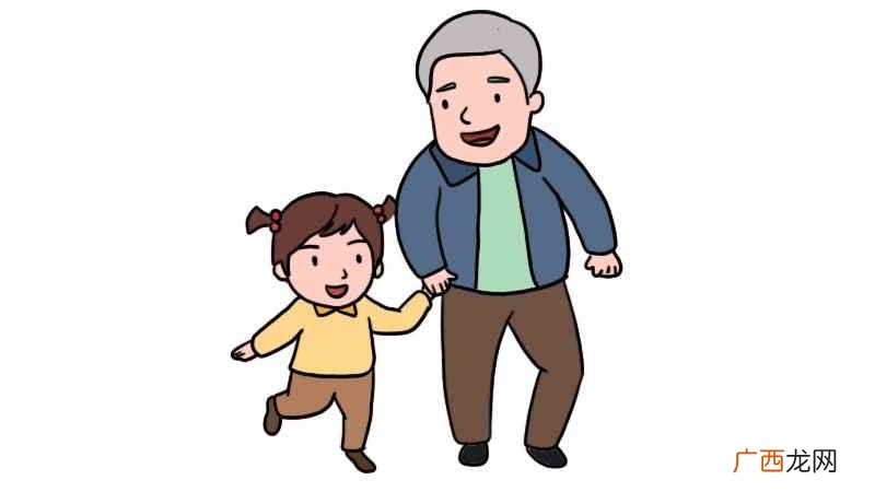 画出老爷爷的头部、身体和双手 重阳节简笔画