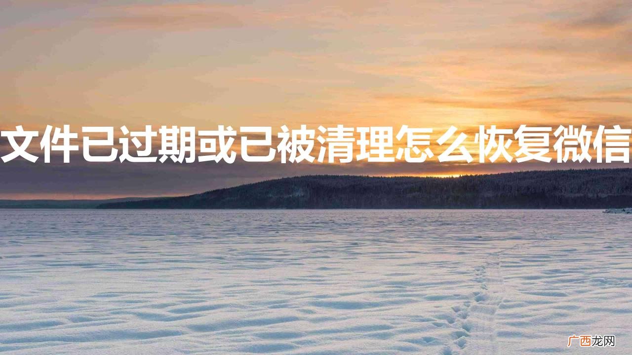 文件已过期或已被清理怎么恢复微信
