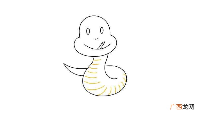 画出蛇的眼睛、鼻孔、嘴巴 蛇简笔画