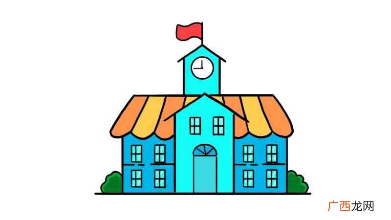 先勾画出教学楼的外形。 教学楼简笔画