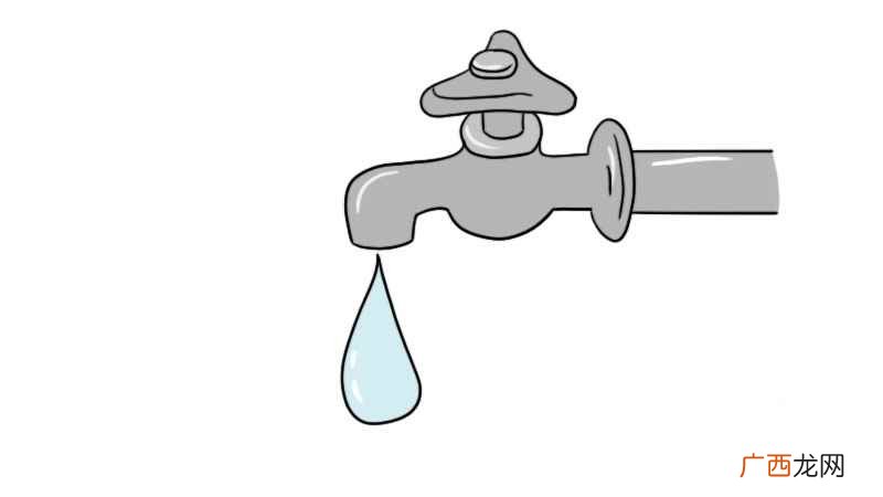 水龙头出水口处画上一滴水滴 节约用水简笔画