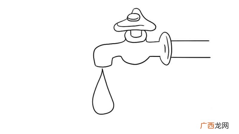 水龙头出水口处画上一滴水滴 节约用水简笔画