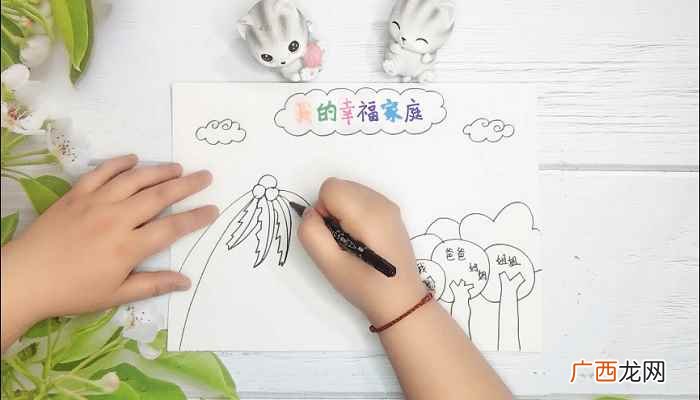 彩笔写上标题“我的幸福家庭” 家庭手抄报