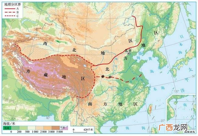 中国四大地理区域划分的名称及具体位置