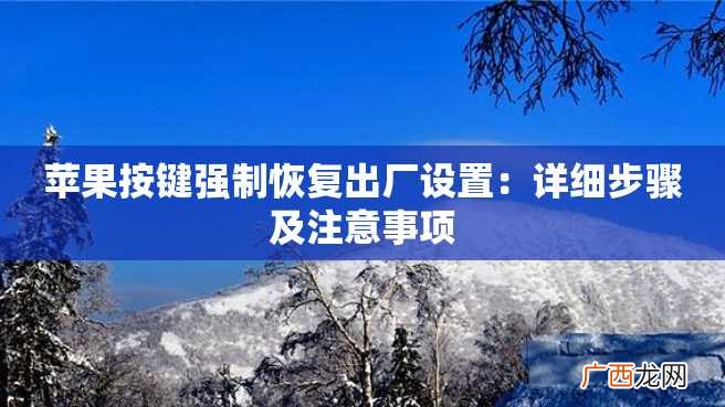 苹果按键强制恢复出厂设置:详细步骤及注意事项