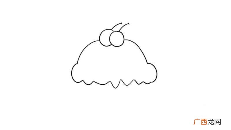 小樱桃画出小蛋糕的顶部 小蛋糕简笔画