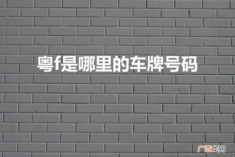 粤f是广东哪里的车牌 粤f是哪里的车牌号码