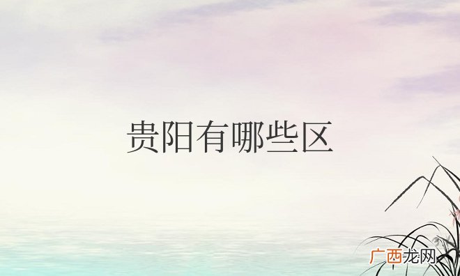 贵阳有哪些区哪些县